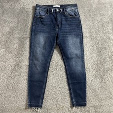 KanCan Jeans Womens Size 13/30 Skinny Raw Hems Dark Wash Stretch Blue Denim