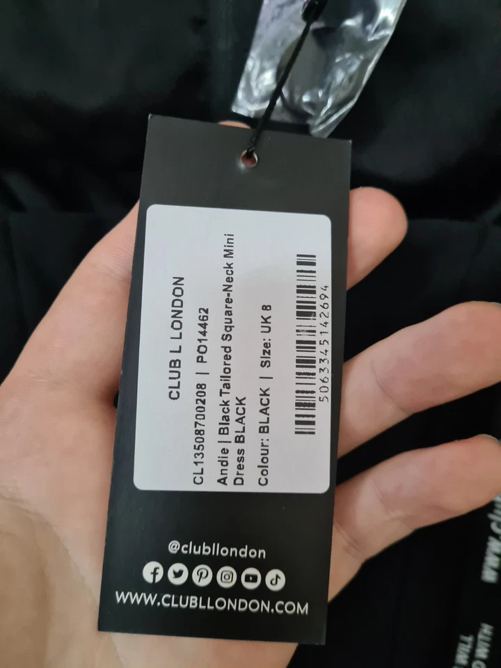 Club L Andie Black Tailored Square-Neck Mini Dress - Image 4 of 4