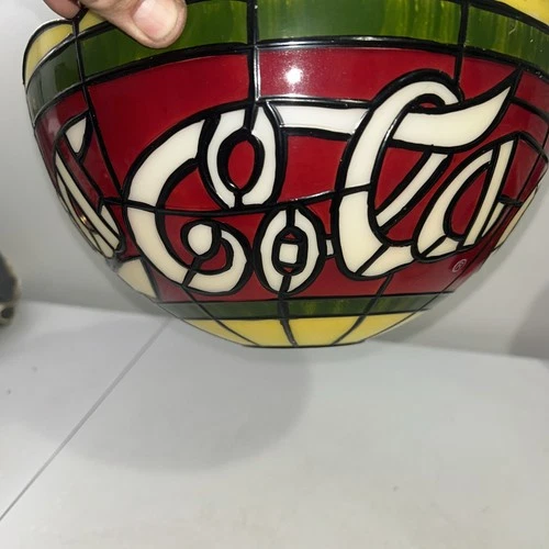 Vintage Coca-Cola Tiffany Style Plastic Stained Glass Standing Lamp Shade Coke