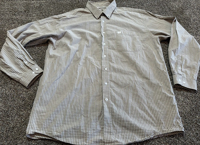 Cinch Western Gingham Plaid Brown Tan Mens Button Down Shirt XXL 2XL Long Sleeve