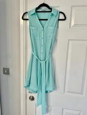 Women's "Express" Light Teal / Mint Sleeveless Tie Belt Dress - Size XS (UK 4-6)