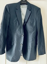 HUGO BOSS Men s Silk-Cotton Striped Blue Blazer Jacket Size 54 / 44 R XL