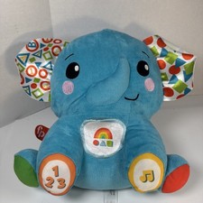 Fisher-Price Blue Elephant Plush Baby Toy, Numbers Letters, Multicolor, Tested