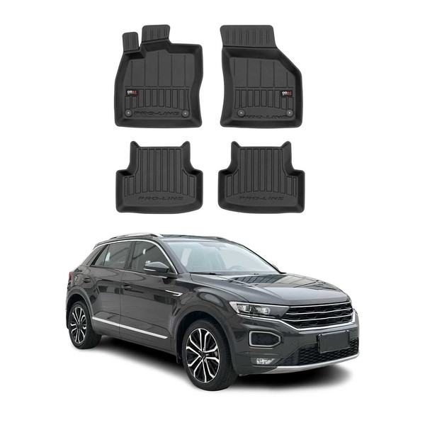 Omac Gummi FußMatten FüR Vw T-Roc 2017-2025 Premium Tpe 3D Automatten Schwarz 4X-image