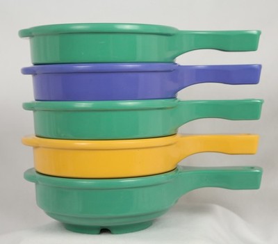 [Set of 5] Vintage G.E.T Handled Melamine Bowls HSB-112 - Blue / Green / Yellow