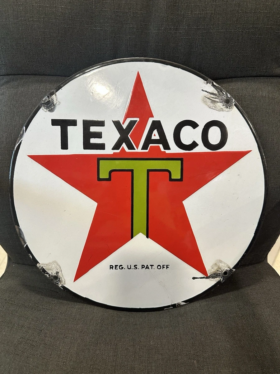 Enseigne authentique de station service TEXACO - 1 Face XXL - 183cm x 183cm