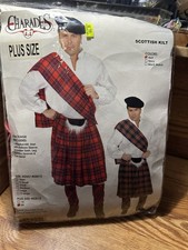 Scottish Kilt Highlander Paid Tartan Adult Men's Halloween Costume SIZE 3XLARGE