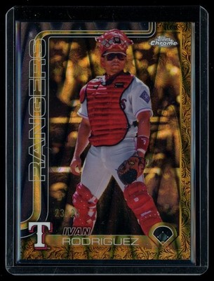 2025 Topps Gilded Ivan Rodriguez /25 Texas Rangers #200 Orange