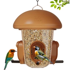 LONA-S610 Outdoor Bird Feeder - Smart Hanging System, 3-Chamber & 3-Port, Brown