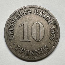 1876 Germany 10 Pfennig - Coin #D-007