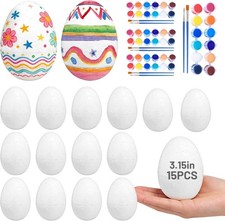 White Craft Foam Eggs 15pcs DIY Easter Decor Kit
