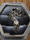 925 Silver Enamel, Glass Snake Ring (Vintage)