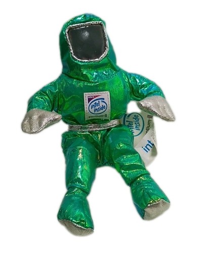 Intel Inside Pentium II Metallic Green Spaceman Suit Plush ~ Perfect Condition