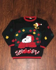 Snoopy and Friends Knit Christmas Woodstock Sweater Unisex Medium USA Vtg 3424