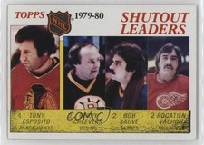 1980 Topps League Leaders Scratched Tony Esposito Gerry Cheevers Bob Sauve y0i