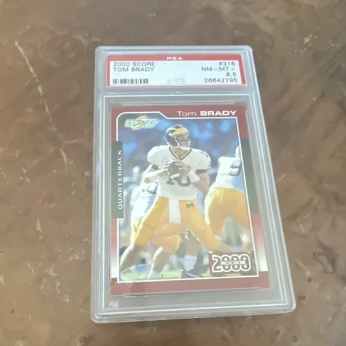 2000 Score Tom Brady #316 Michigan Wolverines Rookie Base Football PSA 8.5