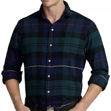 NEW POLO Ralph Lauren Men’s Classic Fit Plaid Tartan Green Cotton Twill Shirt XL