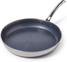 3-Ply Non Stick Frying Pan, 12 Inch Hybrid plus Stainless Steel Kitchen Cookware