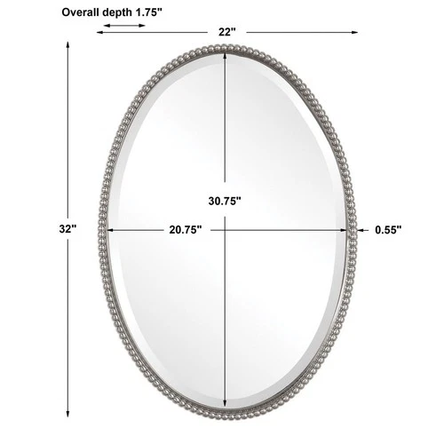 Sherise  - 32 inch Oval Mirror - 22 inches wide by 1.75 inches deep Mirrors - Picture 7 of 12