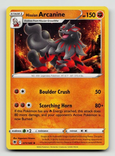 Hisuian Arcanine 071/189 Rare Astral Radiance Pokemon Moderately Played