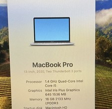 MacBook Pro 13  2020 i5 16GB RAM 2TB SSD  Low Cycle Battery