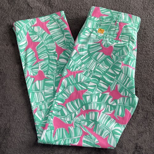 Herren türkis & pink Hai Druck lauter Mund Golfhose Größe 38 x 32L gebraucht, in einwandfreiem Zustand - Bild 20 von 20