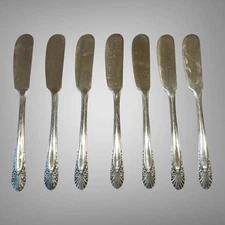 7 Piece Crown Radiance Silver Plate Butter Spreaders 6 1/8” Long