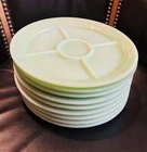 Set Of Nine Vintage Fire King Jadeite 5-compartment divided grill plates