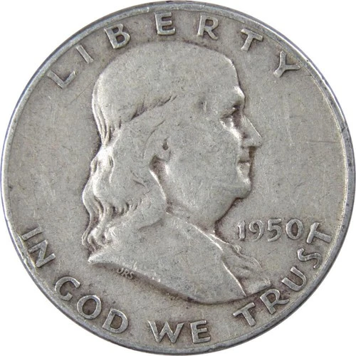 1950 Franklin Half Dollar VG Very Good 90% Silver 50c US Coin Collectible