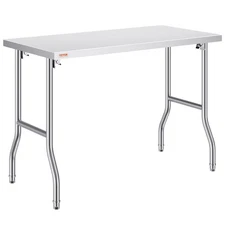 Folding Commercial Prep Table, 48 x 24 Inch Commercial Worktable Workstation, He