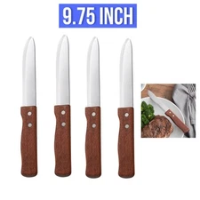 4-Pack Jumbo Steak Knife Stainless Steel with Wood Handle 9.75 inches