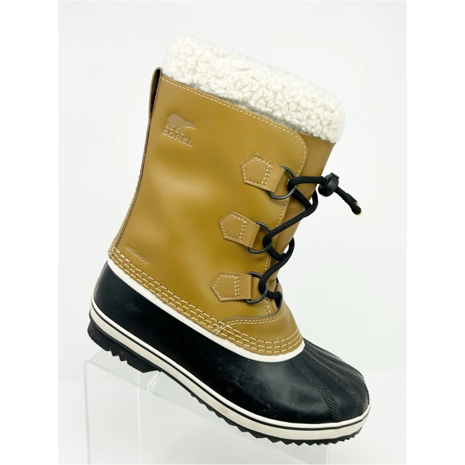 SOREL Yoot Pac Waterproof Kids Snow Boots Waterproof Buff/Tan & Black Size 5