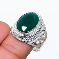 Green Onyx Gemstone 925 Sterling Silver Jewelry All Size Ring For Gift