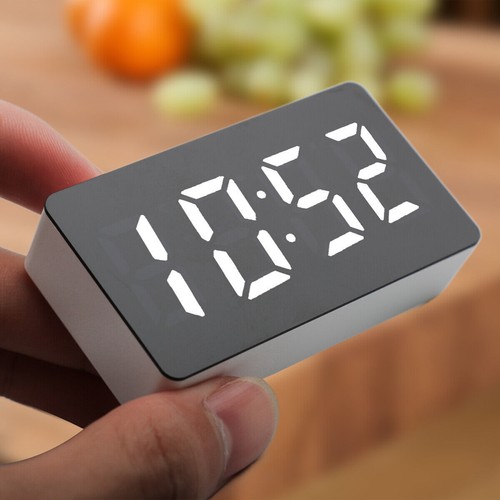 Digital Alarm Clock LED Mirror Display Temperature Date Bedside Wall Clock Home - Picture 11 of 14
