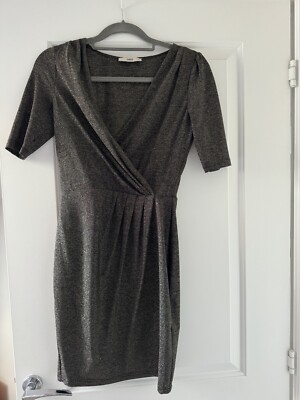 Oasis XS gold Sparkly Short Sleeve Mini Dress UK