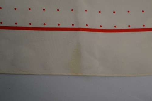 Sciarpa seta Ralph Lauren crema e rosso spillo punti 2" bordo 33"x34" bordi arrotolati a mano - Foto 5 di 5