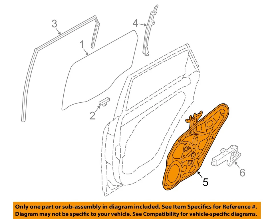 Kia Sorento LX 2011 2015 OEM puerta trasera izquierda ventana regulador eléctrico Foto 3 de 4