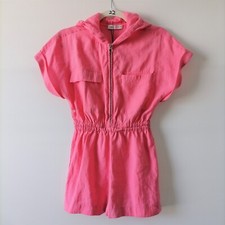 Zara Womens Pink Zip Up Hooded Cotton Elastic Waist One Piece Romper Size 9