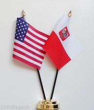 United States of America & Poland Eagle Double Friendship Table Flag Set