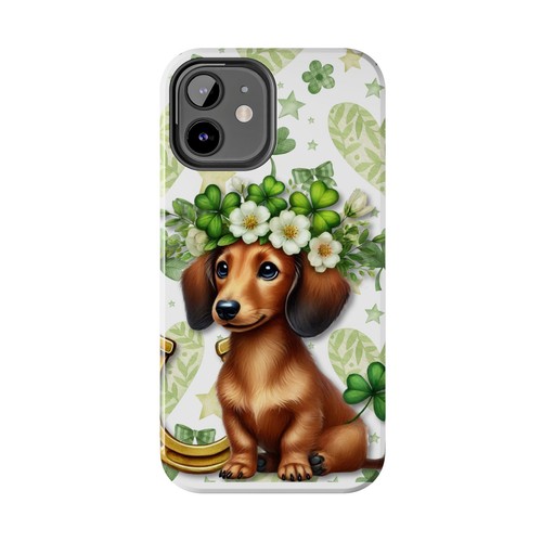 St Patricks Cute Dachshund Phone Case Dog Lover Gift Tough Phone Cover Patty  - Picture 56 of 109
