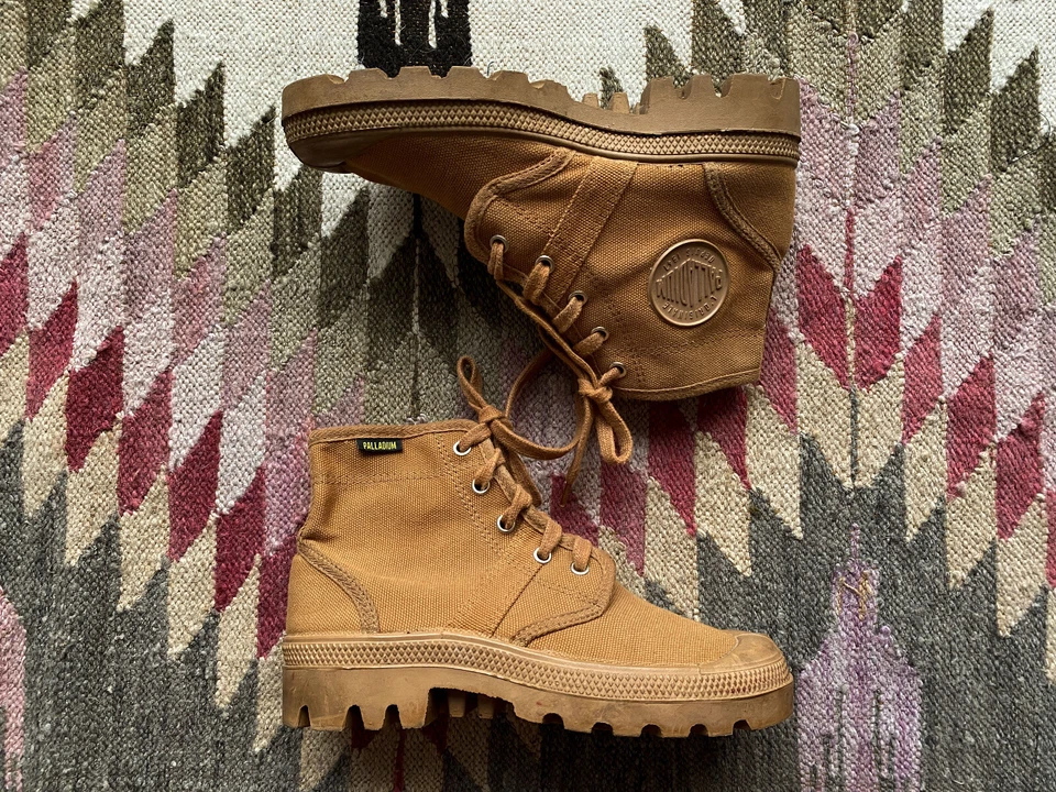 De colección Paladio Pallabrouse Pampa Hi Marrón Lona Botas Tenis Zapatos Francia Foto 2 de 4