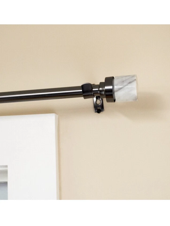 Origin 21 Adjustable Drapery Rod Set 24-48 Gunmetal Finish /Marble Finials - Image 3 of 4