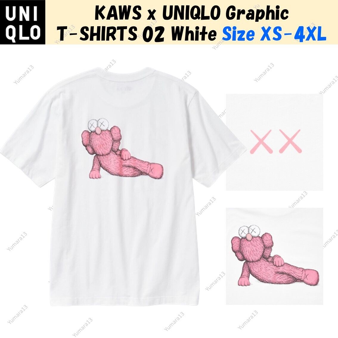 KAWS x UNIQLO Graphic T-SHIRTS 02 White Tee Size JP XS-4XL KAWS x UNIQLO Graphic T-SHIRTS 02 White Tee Size JP XS-4XL