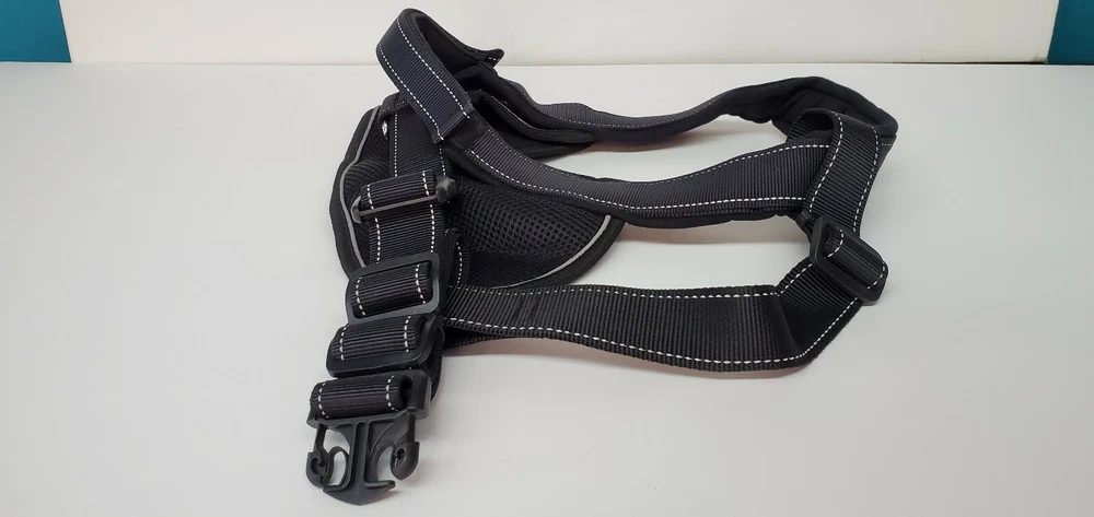 Dog Harness Black XL no pull handle Adjustable Reflective material sturdy safety