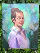 MidCentury Original 1950s MODERN EXPRESSIONIST IMPRESSIONIST FRENCH WOMAN OIL