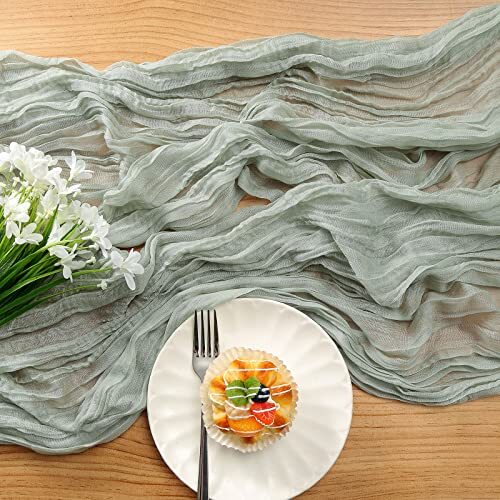 Cheesecloth Table Runner3.3ft Boho Gauze Cheese Cloth Table 1 Sage Green - Bild 5 von 6