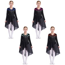 Girls Bodysuit With High-Low Skirt Unitard Ice Skating Leotard Performance Set
