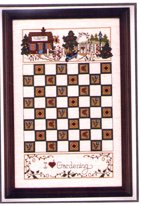 Cross Stitch KIT Home Garden Flowers Checkerboard Picture DMC Sealed Vintage