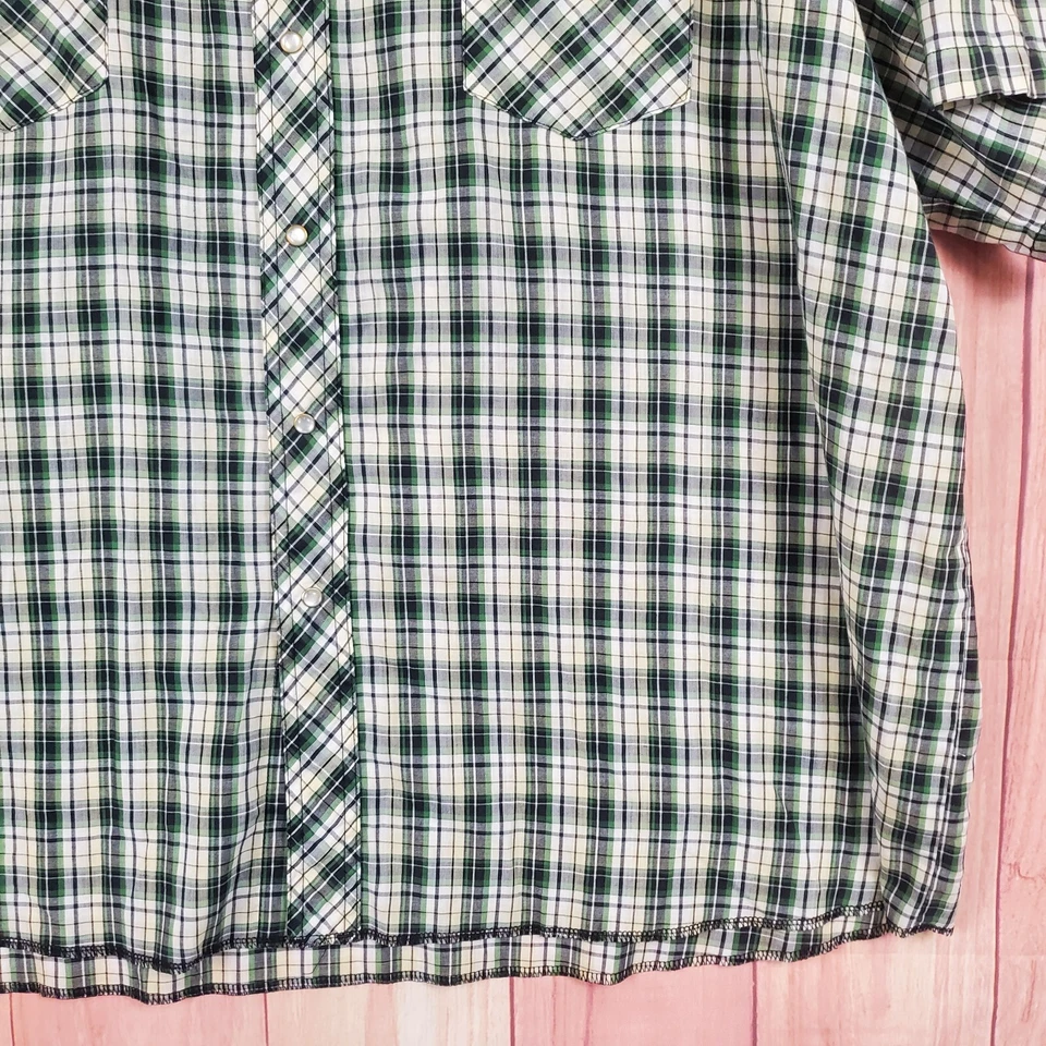 Camisa Wrangler Western De Colección Para Hombre Talla 3XL Perla Botones a Presión Manga Corta Foto 3 de 4