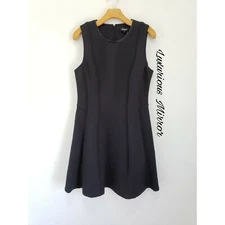 DKNY Womens Foundations Black Fit & Flare Scuba Dress Sz M